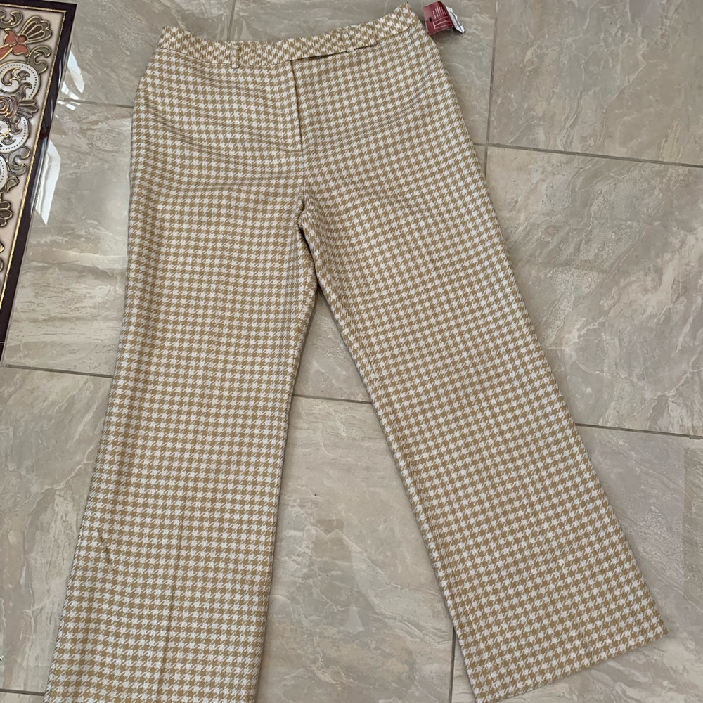 Merona Tan and White Houndstooth Flare Pants